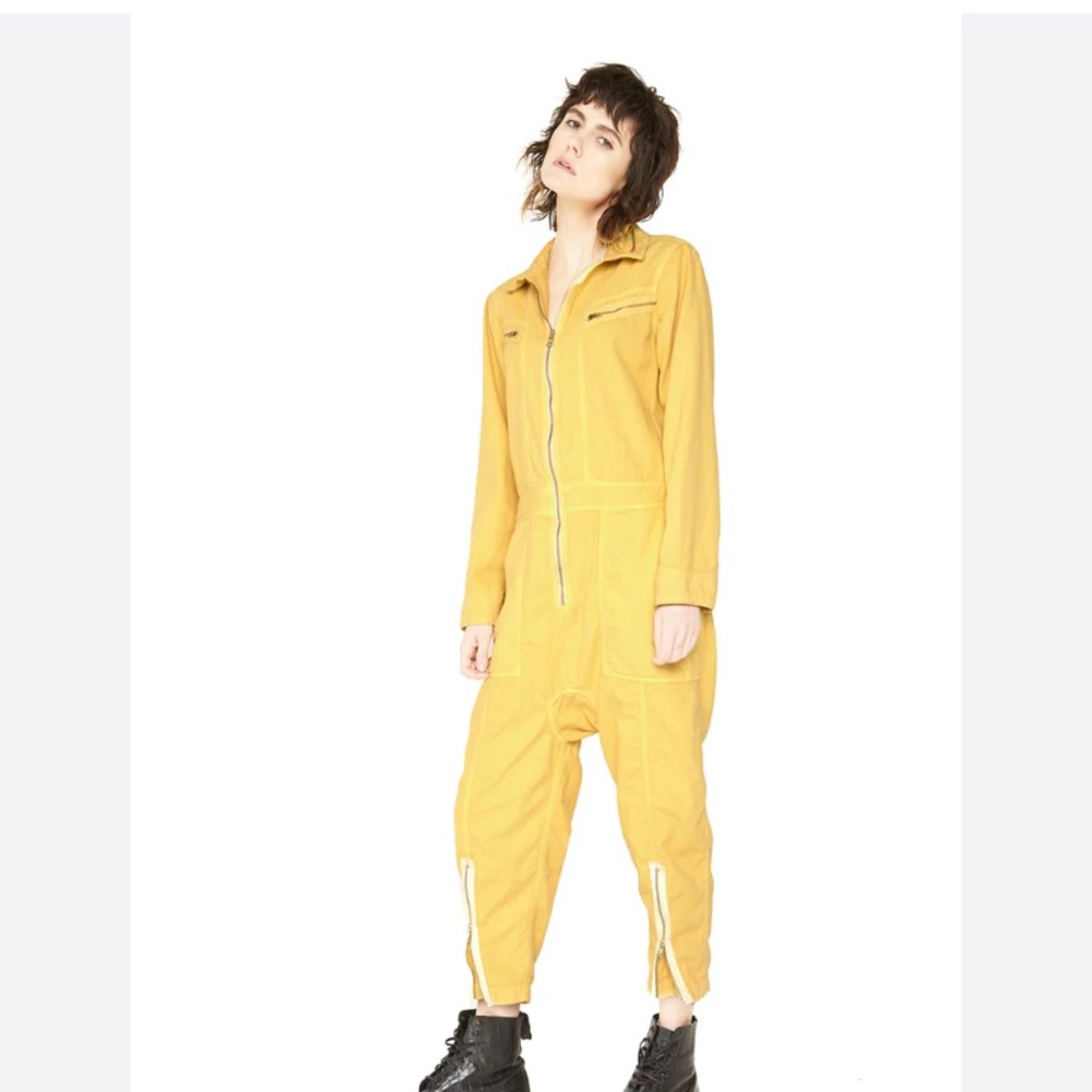 Sandrine Rose x Free People rad zip jumpsuit coveralls yellow gold NWT M